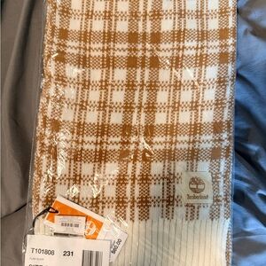 Timberland Tan and White Checkered Scarf